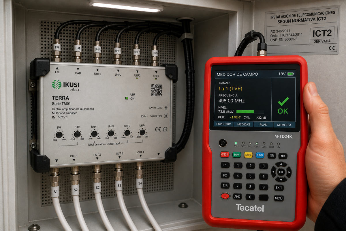 Medición ict2 en una cabecera de comunidad de vecinos realizada por alxelectric
